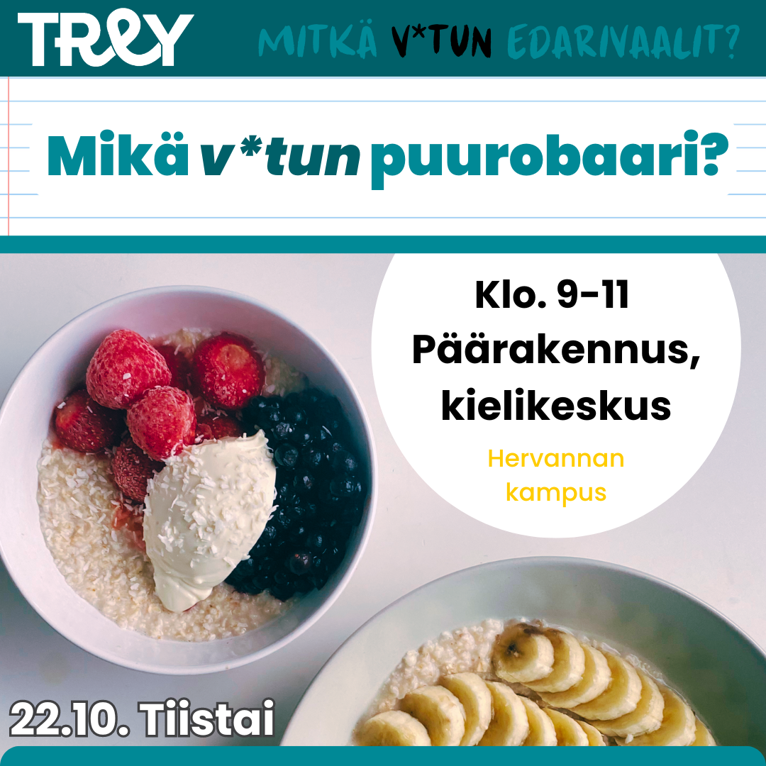 TREYn puurobaari-tapahtuman mainos.