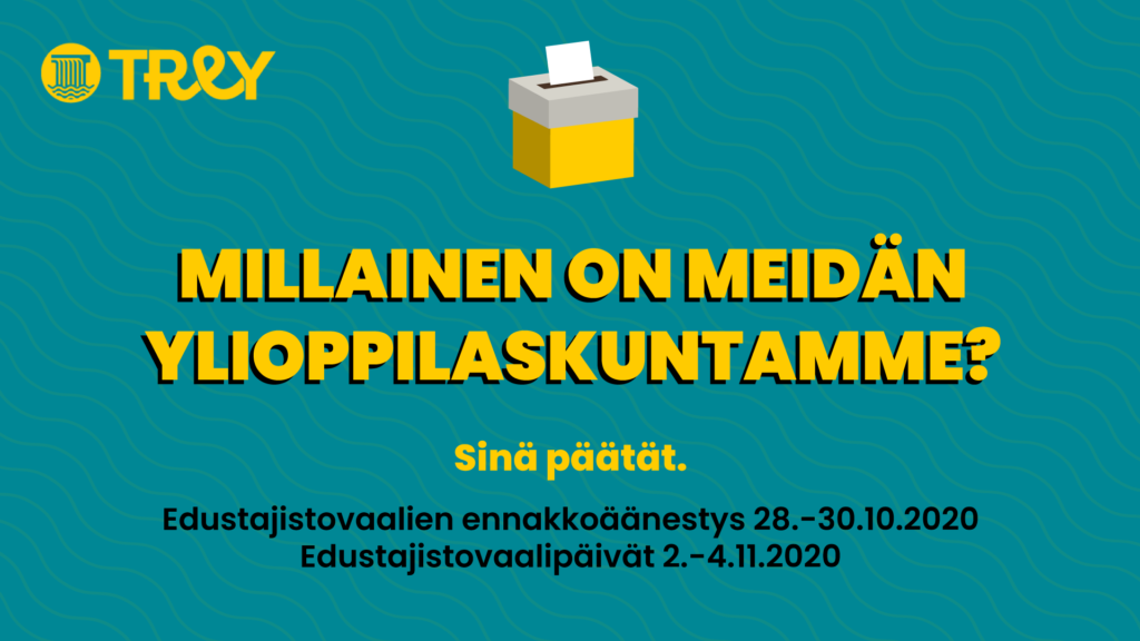 Edustajistovaalien mainos, jossa kerrotaan ennakkoäänestyspäivät 28.-30.10. ja vaalipäivät 2.-4.11.