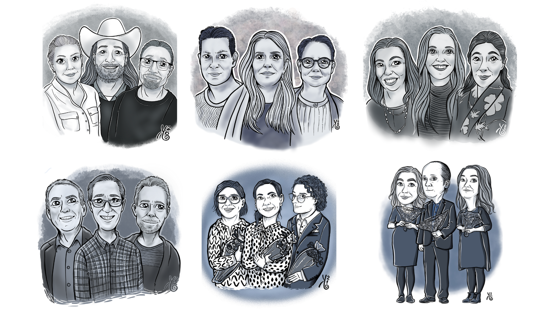Hyvä opettaja -karikatyyrit.