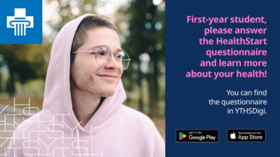 Advert for FSHS's HealthStart questionnare. You can find more information in YTHSDigi.